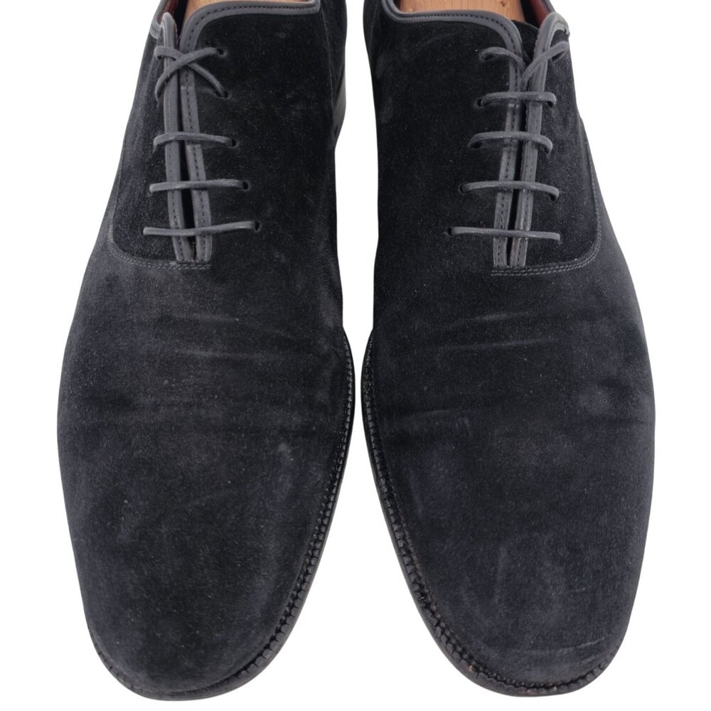 Salvatore Ferragamo Italy Men size 13D Black Suede Dress Shoes Plain-toe Oxfords - Picture 10 of 15